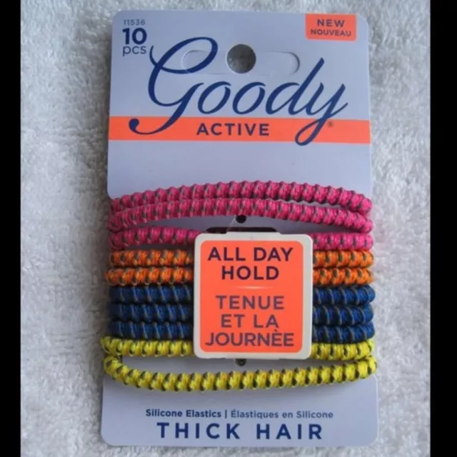 10 Colored Goody Stay Put Slide Proof Hold Fit Hair Bands Secure Hold Colorful