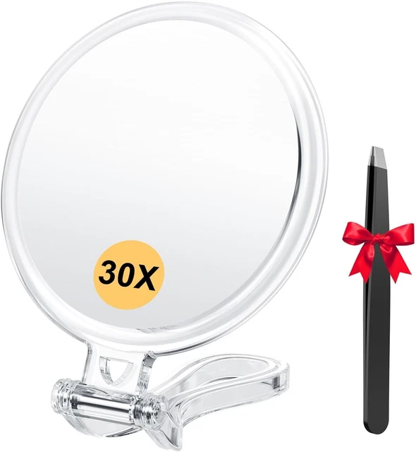 Specchio Ingranditore 30x Da Tavolo | Doppia Faccia 1x/30x | Rotazione 360&deg; | Per Trucco E Barba | Portatile