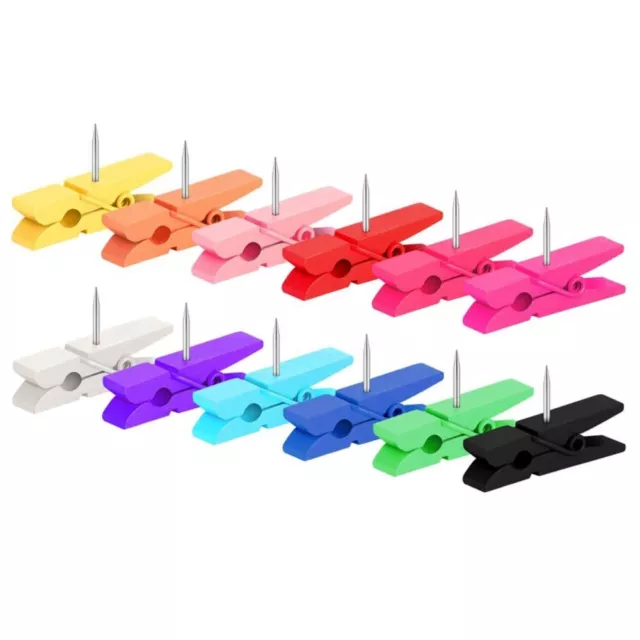 Wooden Wooden Clips Colorful With Thumbtack Clips  for 50PCS Office Stationery