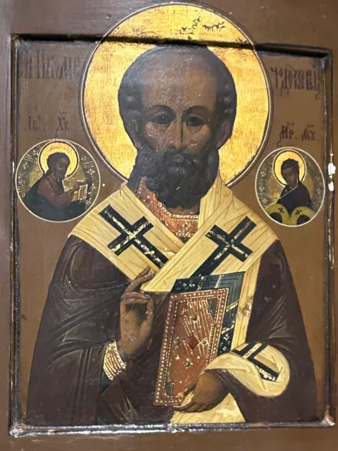 Saint Nicholas orthodox Icon, Handpainted original 19th century