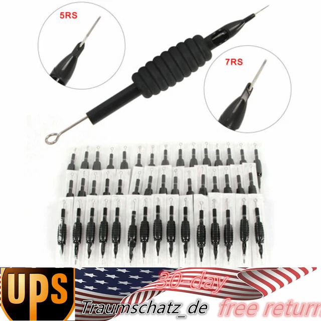 Tubos desechables de silicona para máquina de tatuaje de 3/4" empuñaduras puntas con agujas negras