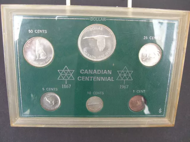 Canada .  1967 Centennial Proof-Like Coin Set.  6 Coins 1 cent to $1 Dollar.