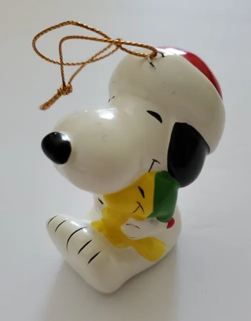 Vintage SNOOPY & WOODSTOCK Peanuts - Christmas Ornament 2.5 " - Made in Korea