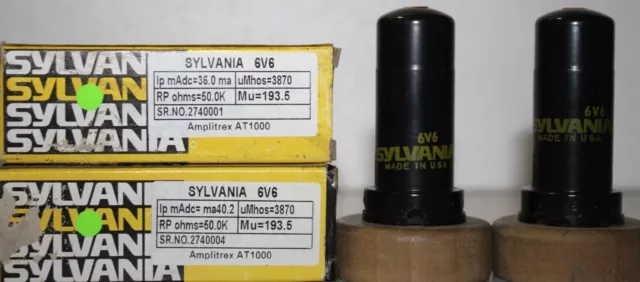 6V6 SYLVANIA METAL TUBE Fabriqué aux États-Unis Testé par Amplitrex Qté 1...