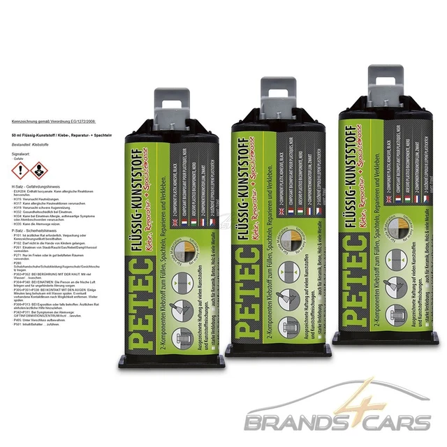 3x50ml PETEC PLASTICA LIQUIDA/ADESIVO, RIPARAZIONE + SPATOLA