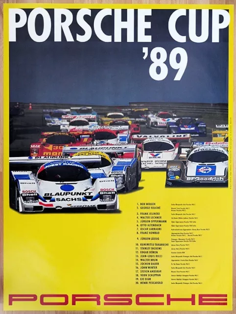 original Porsche Plakat Poster "Porsche Cup 1989 Bob Wollek Porsche 962