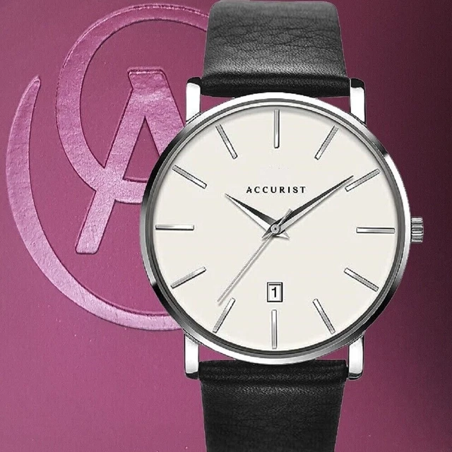 Accurist 7123 S/Stahlgehäuse schwarzes Armband uvp £84,99 Herren Datum Uhr 2 Jahre Garantie