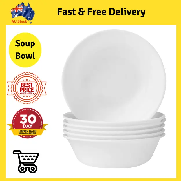 Corelle Livingware Soup Bowl Set (6-piece set), Winter Frost White, 532ml NEW AU