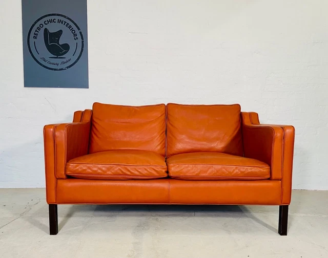 Vintage Danish 2 Person  Cognac  Leather Sofa By Stouby