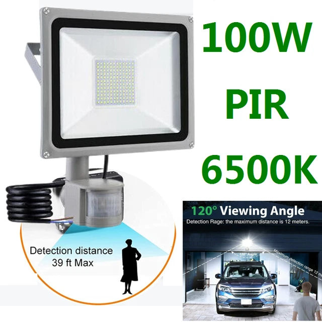100W LED Fluter mit Bewegungsmelder Flutlicht Scheinwerfer Außen Strahler IP65
