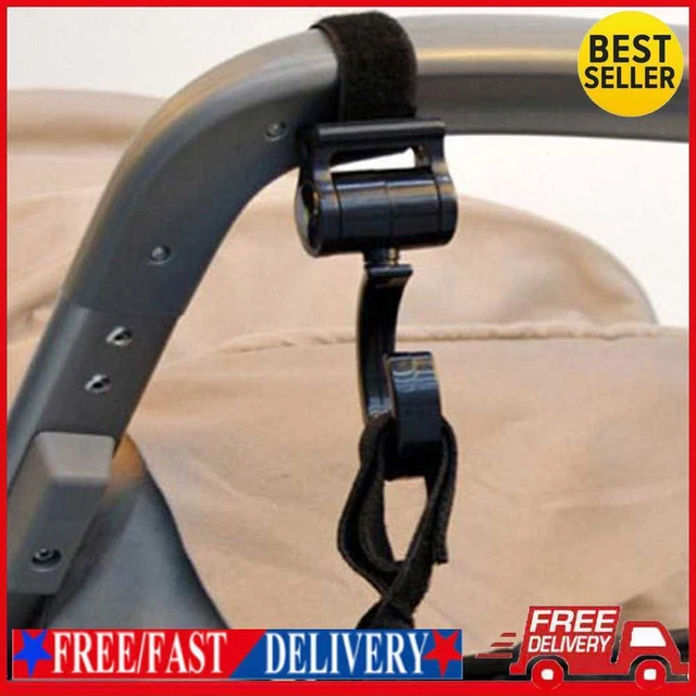 2 piezas gancho de carro giratorio 360 grados ABS multiuso para bolsas de pañales colgantes bolso