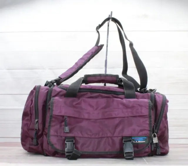 LL Bean Unisex Purple Nylon Shoulder Strap Adventure Travel Gym Duffle Bag