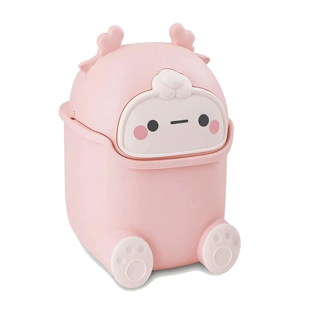 Mini Poubelle De Bureau Mignon - Couvercle Basculant, Design Chat, ABS, 13x18 Cm