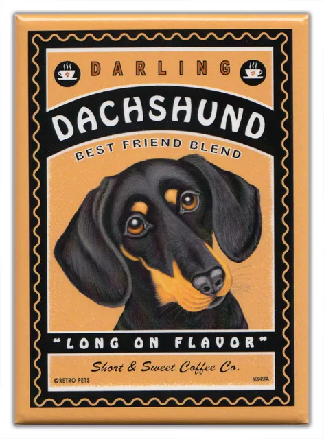 Rétro Cani Frigorifero Calamita Frigo : Dachshund Caffè Pubblicità Vintage Arte