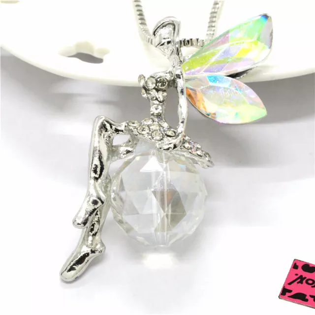 Betsey Johnson White Bling Fairy Fairy Crystal Pendant Women Necklace