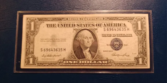 ✔ One 1935 Blue Seal $1 Dollar Silver Certificate, VG/VF, Old US One Dollar Bill