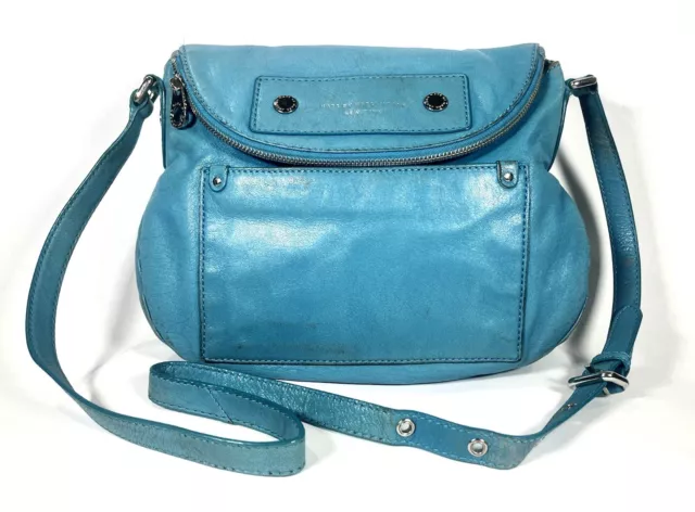 Marc By Marc Jacobs Teal Blue Preppy Natasha Crossbody Bag With Gold Details