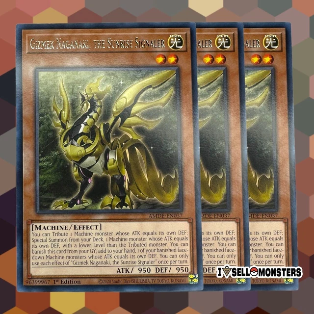 YUGIOH! 3x AMDE-EN037 Gizmek Naganaki, the Sunrise Signaler x3 1st ED Yu-gi-oh!