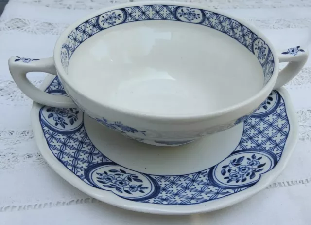 Furnivals Old Chelsea Blue  Soup bowl 22.5cm with saucer (4 available)