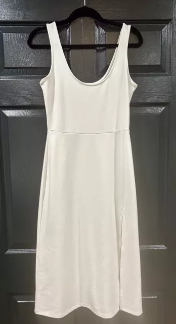 Leith Women's White Tank Sleeveless Bodycon Midi Dress Leg Slit Size M