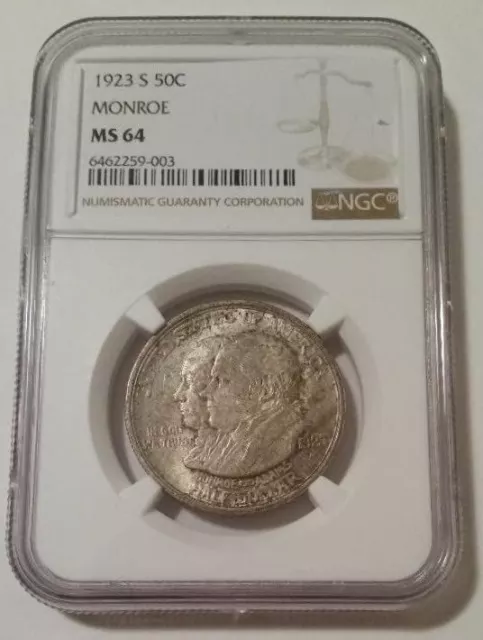 1923 S Monroe Doctrine Commemorative Silver Half Dollar MS64 NGC Toned