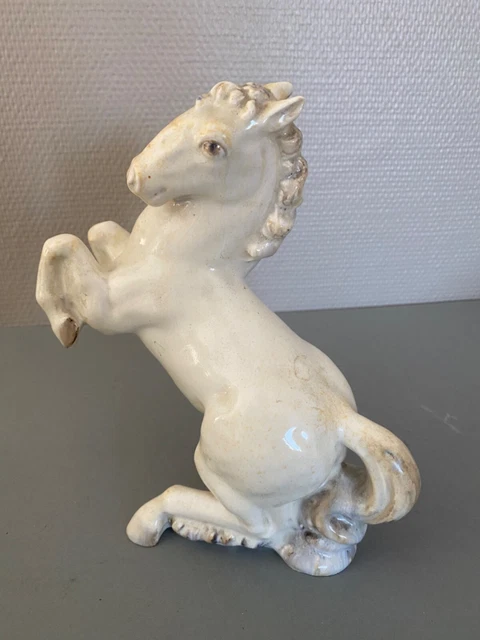 Chevaux du bonheur en céramique bleue, années 70
