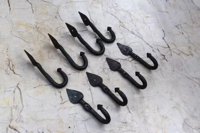 old salvage iron Handmade coat bath robe hanger library school acorn hooks 8 pcs