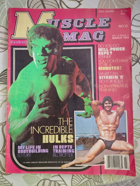 LOU FERRIGNO THE Incredible Hulk/Ed Fury - MuscleMag Magazine - March ...