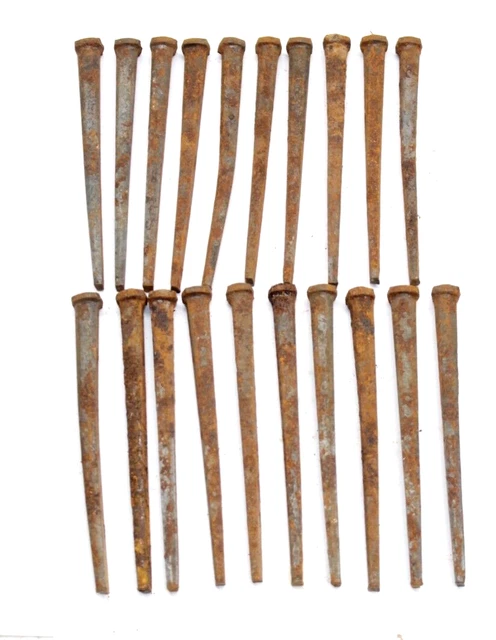 Vintage Lot of 20 Cut Square Head 4 inch Nails From Old Wisconsin Train Depot