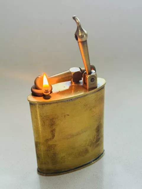 Vintage French Brass Ministere Finances Rustic Working Cigarette Table Lighter