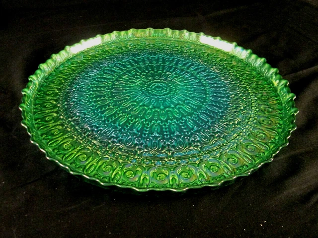 Vintage Iridescent Large 15" Glass Serving / Tort / Sandwich Plate / Platter