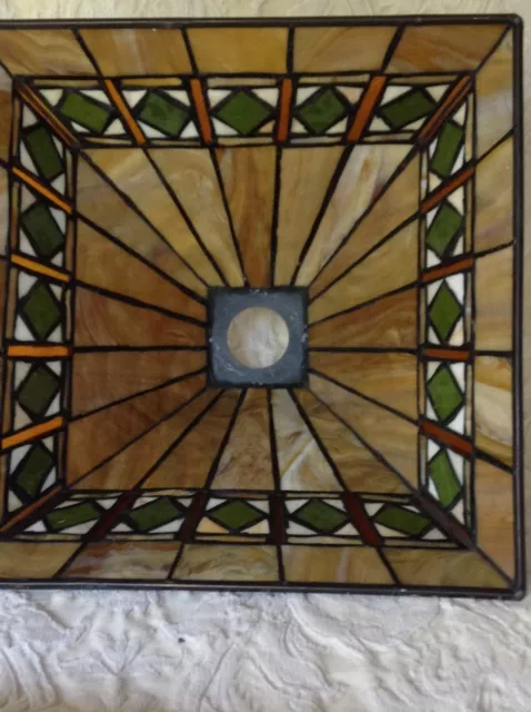Arts & Crafts Mission Style Stain Glass Lamp Shade 10”,