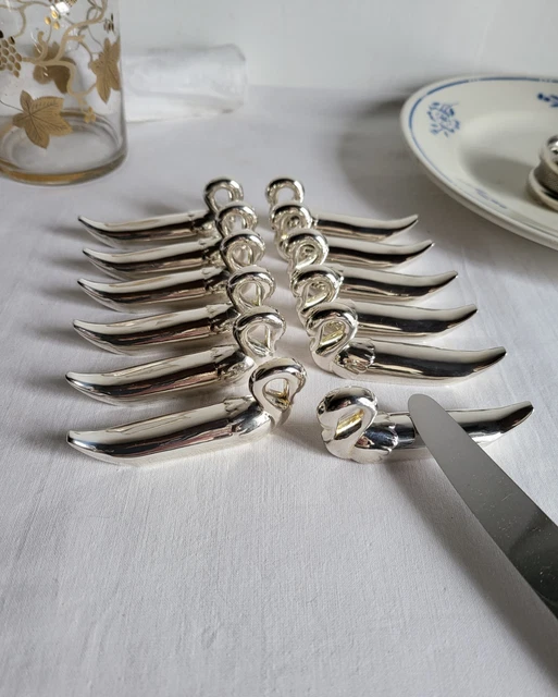 12 porte-couteaux en métal argenté modèle Perles orfèvrerie Christofle