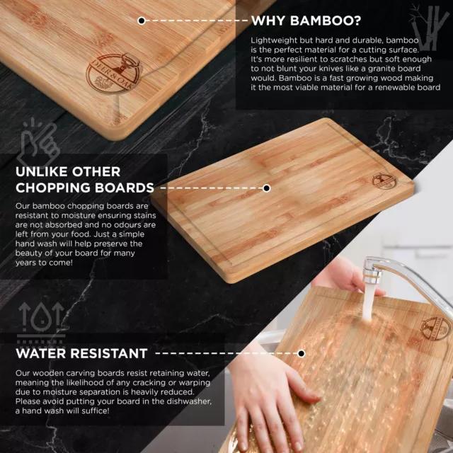 Extra Large Wooden Chopping Board Bamboo Cutting Serving Wood Kitchen Food 3