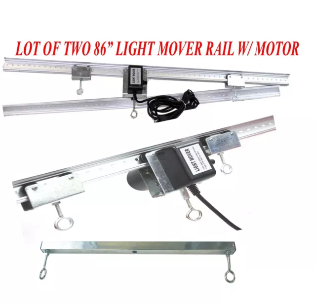 LOT  TWO 83" LIGHT TRACK RAIL Motor Grow Light Mover 4 Reflector Hood DE Gavita