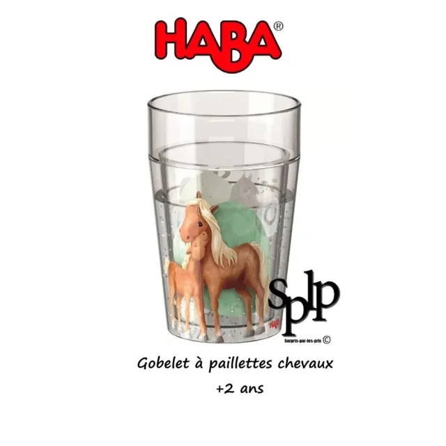 Gobelet à paillettes - Motif chevaux +2 ans Haba Neuf