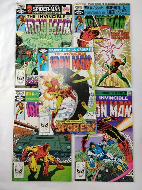 The Invincible Iron Man #153 154 155 156 157 (1981 Marvel Comics) High Grade Lot