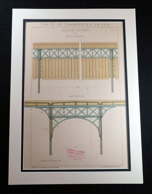 FRENCH CIVIL ARCHITECTURAL Technical Drawing Diagram Antique Large