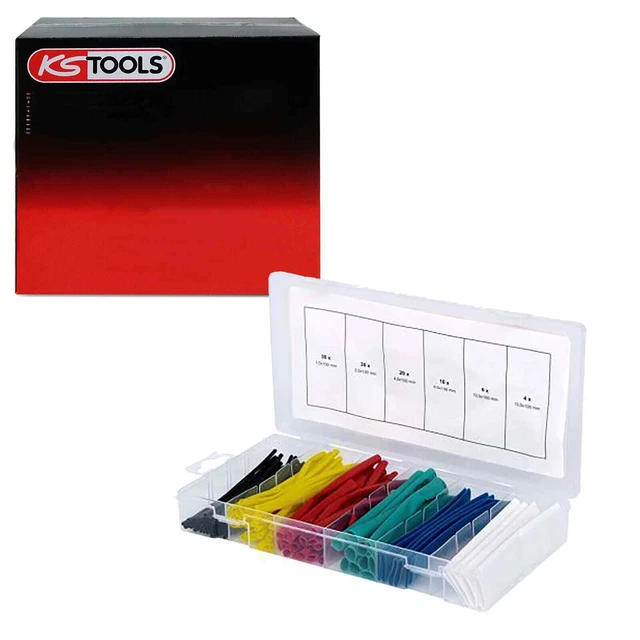 KS TOOLS ASSORTIMENTO TUBI TERMORETRAIBILI BOX MULTICOLORE 100 pezzi auto elettrica elettrica