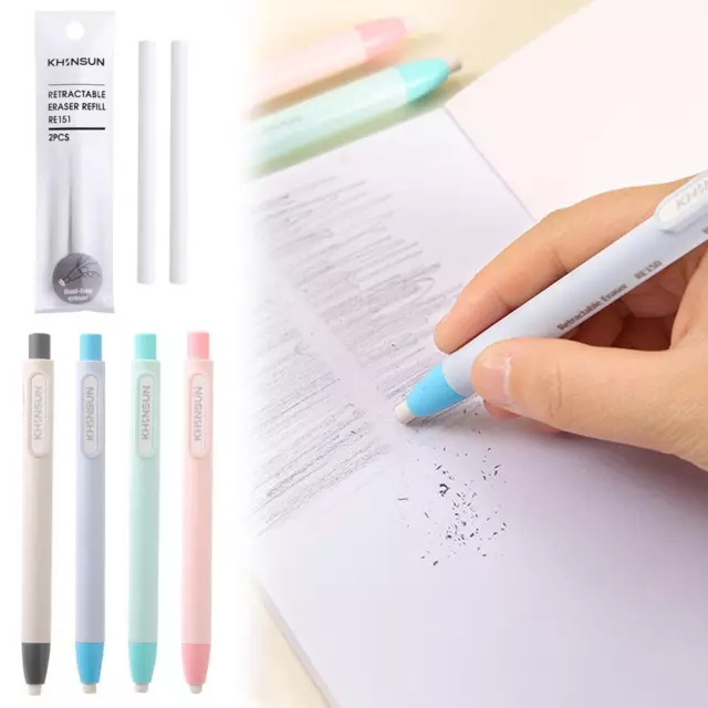 1Pcs Press Retractable Pencil Eraser Correction Supplies Pen Style Rubber