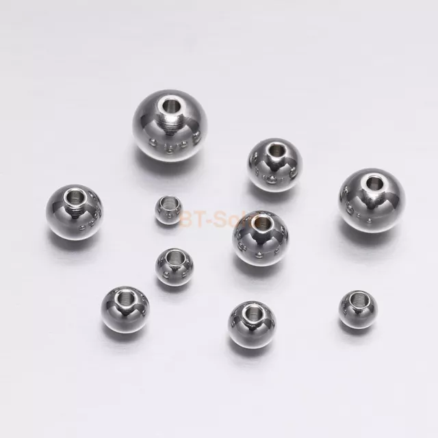 100Pcs 3mm 4mm 5mm 6mm 7mm 8mm Silver Stainless Steel Round Metal Spacer Beads