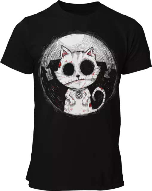 Kids Boys Girls Zombie Cat T-Shirt goth rock burton halloween kitty undead