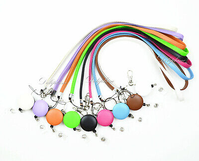 Leather Necklace Lanyard and Badge Reel Retractable ID Holder key chain