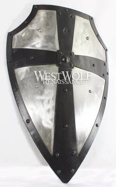 Hand-Forged Gothic LAYERED STEEL CROSS SHIELD -- Medieval Battle Armor sca/larp 2