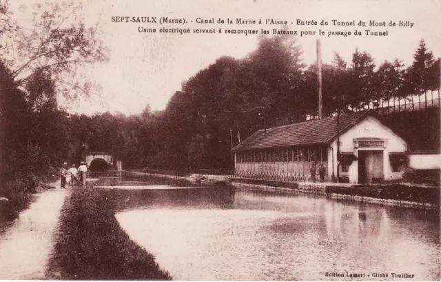 CPA 51 SEPT-SAULX (Marne) Canal de la Marne a l'Aisne Entrée du Tunnel du mont
