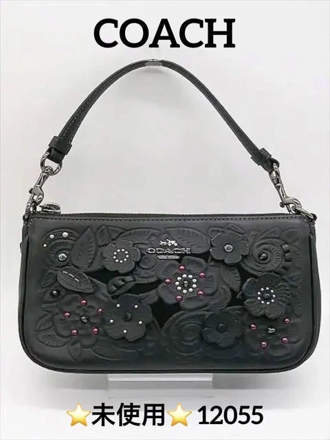 Coach leather handbag embossed flower studs