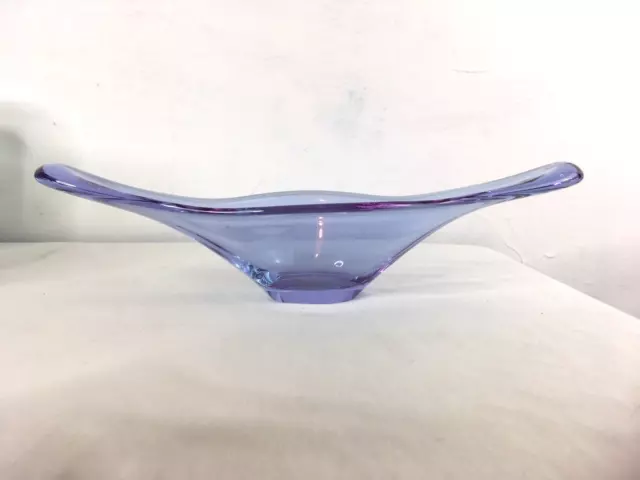 Murano Style Art Glass Dish Bowl Blue Purple 31cm Long