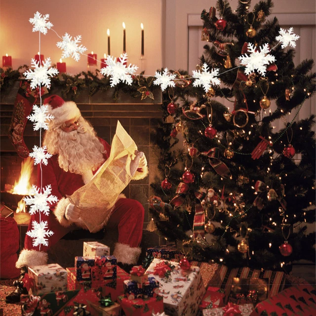 2 Pcs Weiß Weihnachten Hängende Schneeflocke Weihnachtsgirlande