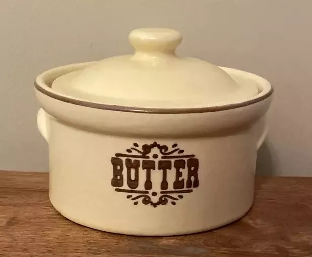 Vintage Authentic Pfaltzgraff Village Stoneware 065 Butter Tub w/ Lid