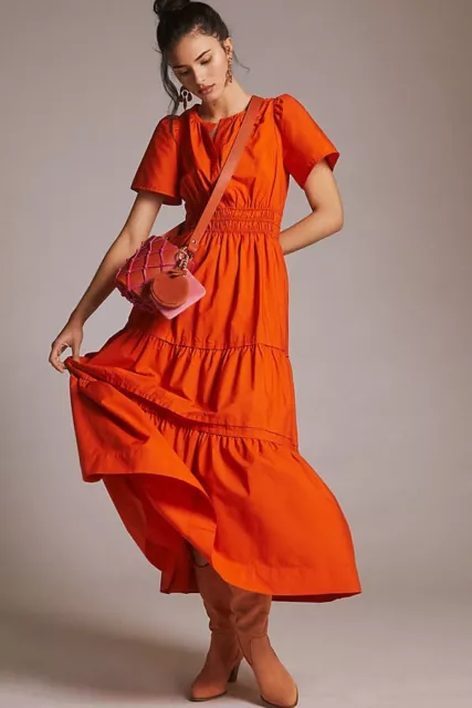 NEW WITH TAGS! Anthropologie SOMERSET MAXI DRESS XL Red Orange